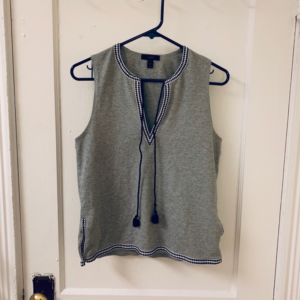 J Crew Tank Top with Embroidered Trim Size Small